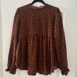 NWOT- Dalmatian Print Peplum Blouse